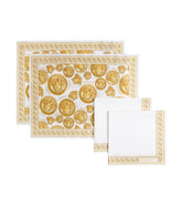 SET 2 TOVAGLIETTE + 2 TOVAGLIOLI MEDUSA AMPLIFIED BIANCO E ORO